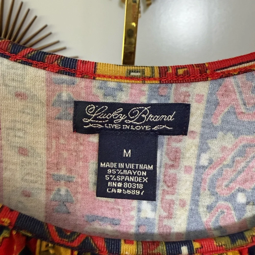 Lucky Brand Red and Yellow Printed Dress - Picture 3 of 6
